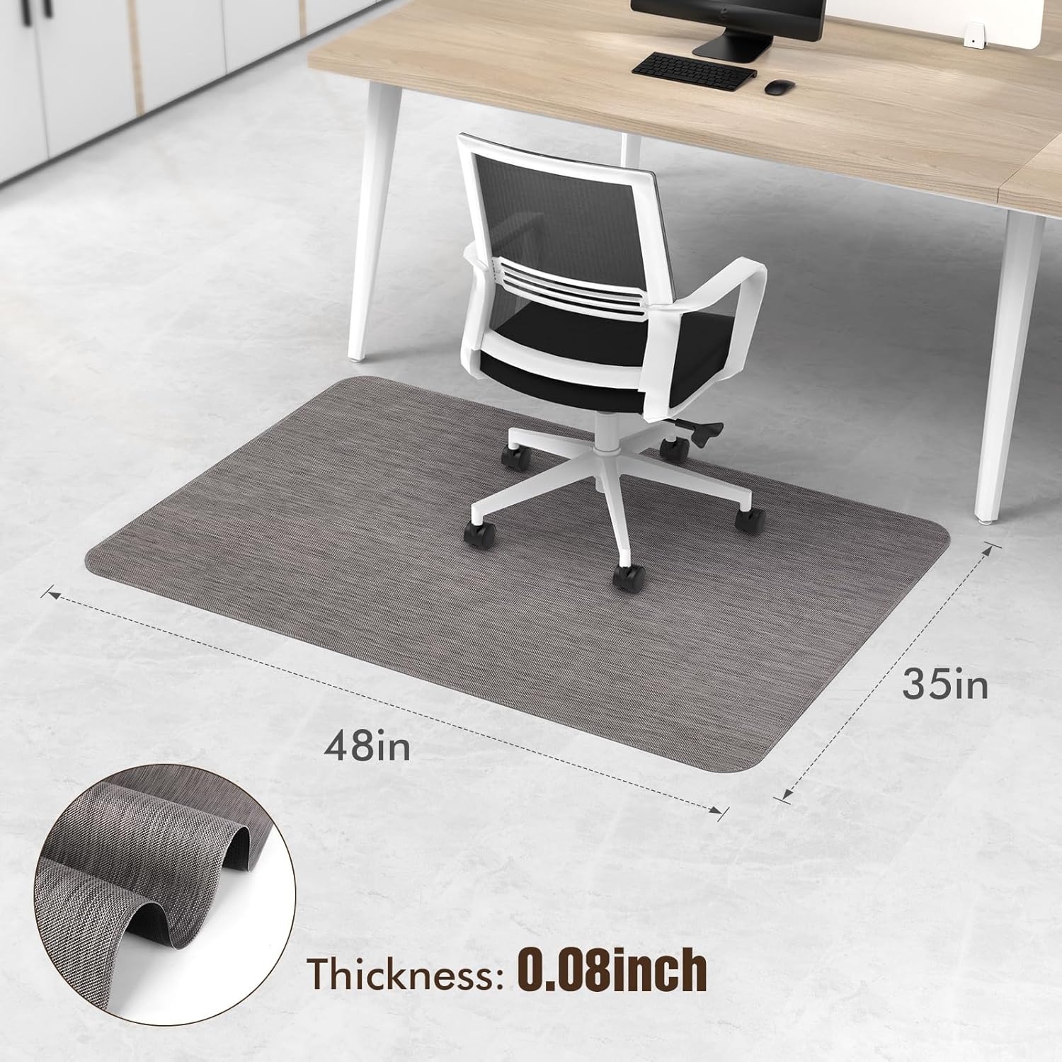 Size 35x48 Color Black Blvornl Office Chair Mat for Hardwood Floor, 35 x 48 Desk Computer Chair Mat for Hard Wood and Tile Floor, Large Anti-Slip Hard Floor Protector Rolling Chair Mat, PVC Mat Desk Rug for Office Home